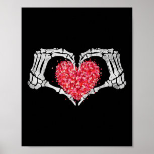 Skeleton Hand Heart Valentinstag Funny Bones Lov Poster