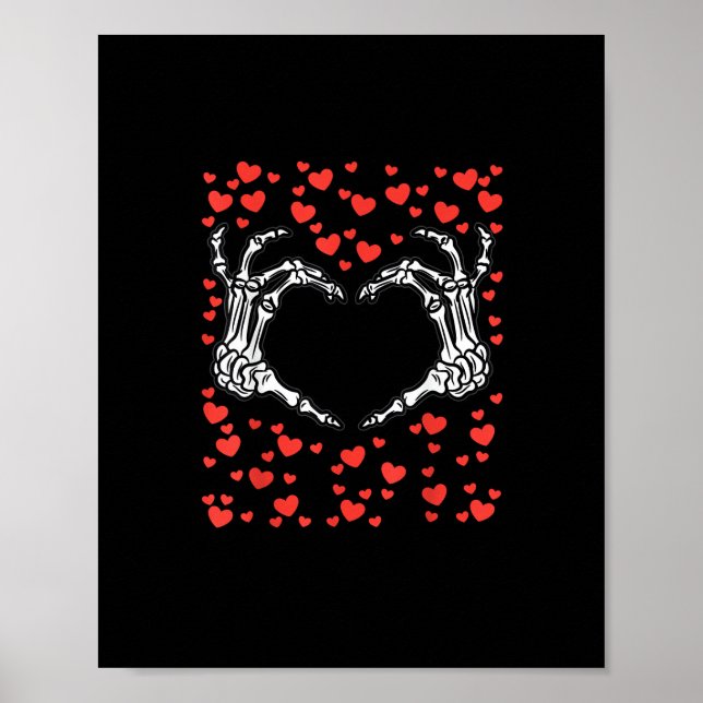 Skeleton Hand Heart Valentinstag Funny Classic Poster (Vorne)