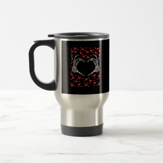 Skeleton Hand Heart Valentinstag Funny Classic Reisebecher (Links)