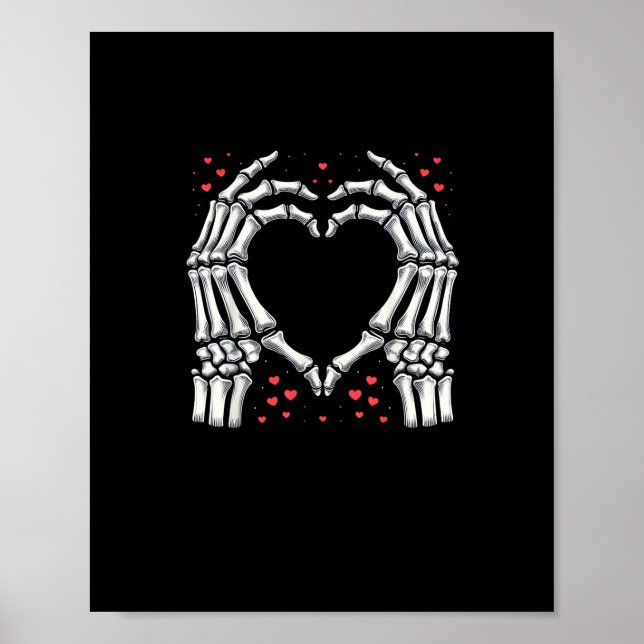 Skeleton Hand Heart Valentinstag Funny Couple Poster (Vorne)