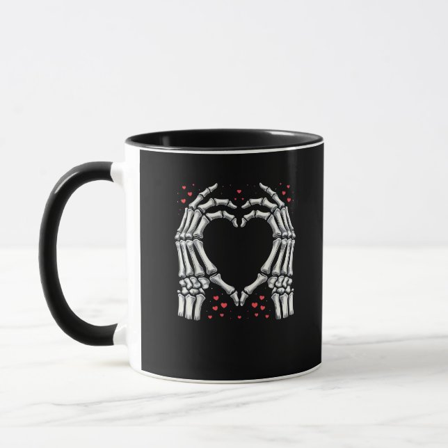 Skeleton Hand Heart Valentinstag Funny Couple Tasse (Links)