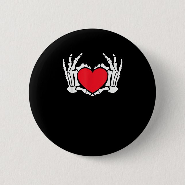 Skeleton Hand Heart Valentinstag Funny Meme Button (Vorderseite)
