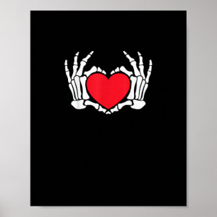 Skeleton Hand Heart Valentinstag Funny Meme Poster