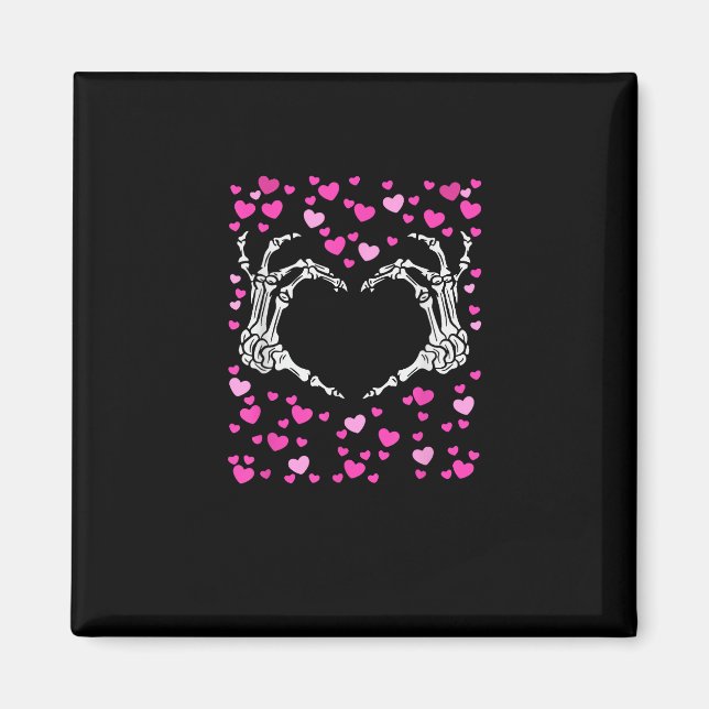 Skeleton Hand Heart Valentinstag Funny Viral Magnet (Vorne)