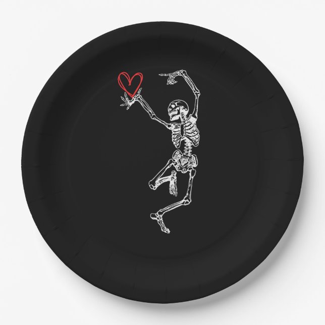 Skeleton Hand Heart Valentinstag Pappteller (Vorderseite)