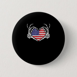 Skeleton Hand Herz 4. der amerikanischen Flag Patr Button