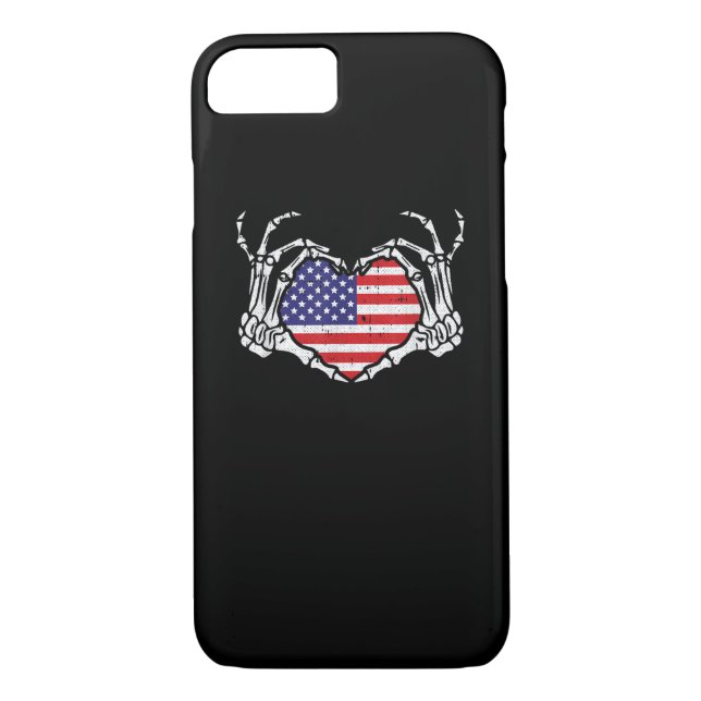 Skeleton Hand Herz 4. der amerikanischen Flag Patr Case-Mate iPhone Hülle (Rückseite)