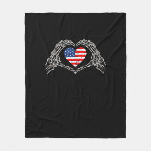 Skeleton Hand Herz 4. der amerikanischen Flag Patr Fleecedecke