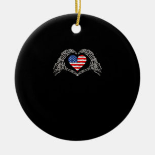 Skeleton Hand Herz 4. der amerikanischen Flag Patr Keramik Ornament