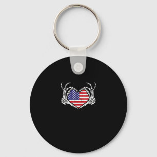 Skeleton Hand Herz 4. der amerikanischen Flag Patr Schlüsselanhänger