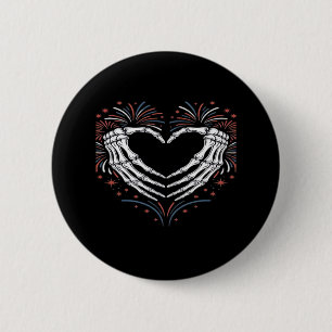 Skeleton Hand Herz 4. US-amerikanischer Patriotike Button