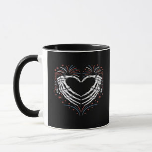 Skeleton Hand Herz 4. US-amerikanischer Patriotike Tasse