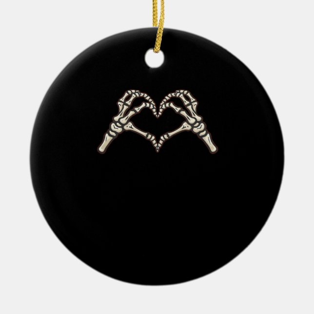 Skeleton Hand Herz Design Keramik Ornament (Vorne)