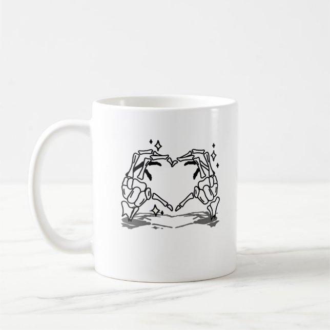 Skeleton Hand Herz Funny Design Kaffeetasse (Links)