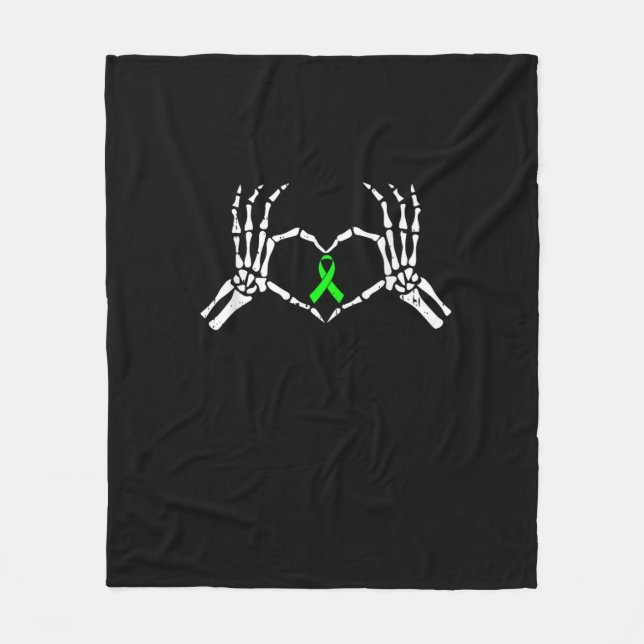 Skeleton Hand Herz-Sensibilisierungsband Fleecedecke (Vorderseite)