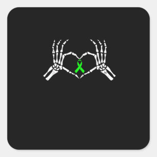 Skeleton Hand Herz-Sensibilisierungsband Quadratischer Aufkleber