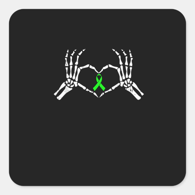 Skeleton Hand Herz-Sensibilisierungsband Quadratischer Aufkleber (Vorderseite)