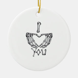 Skeleton Hand Herzmachen Keramik Ornament