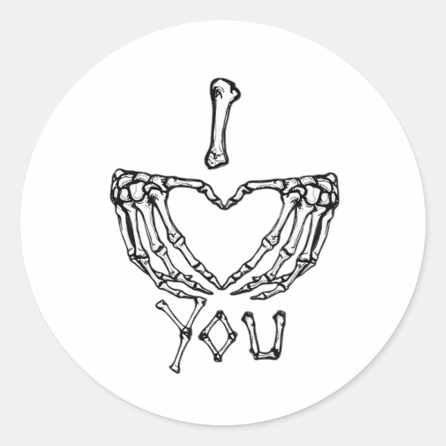Skeleton Hand Herzmachen Runder Aufkleber (Vorderseite)