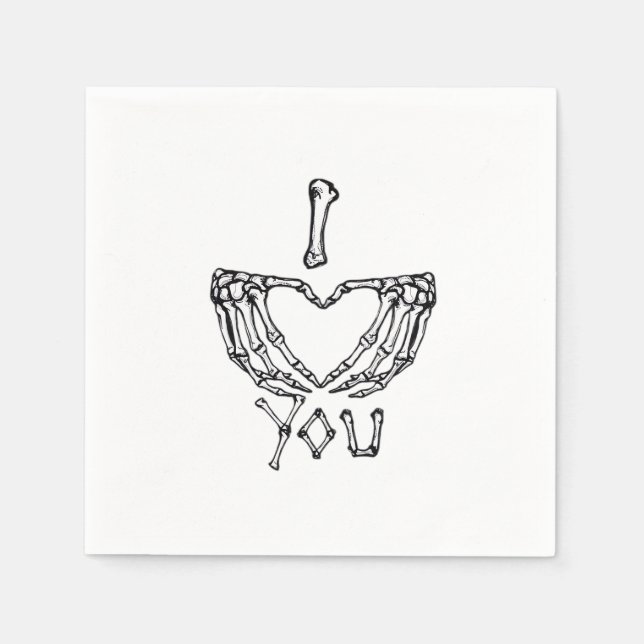 Skeleton Hand Herzmachen Serviette (Vorderseite)