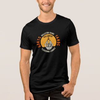 Skeleton Hand Holding Flickende Kerzen Halloween Tri-Blend Shirt