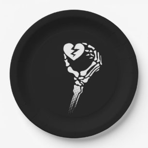 Skeleton Hand Holding Herz Pappteller