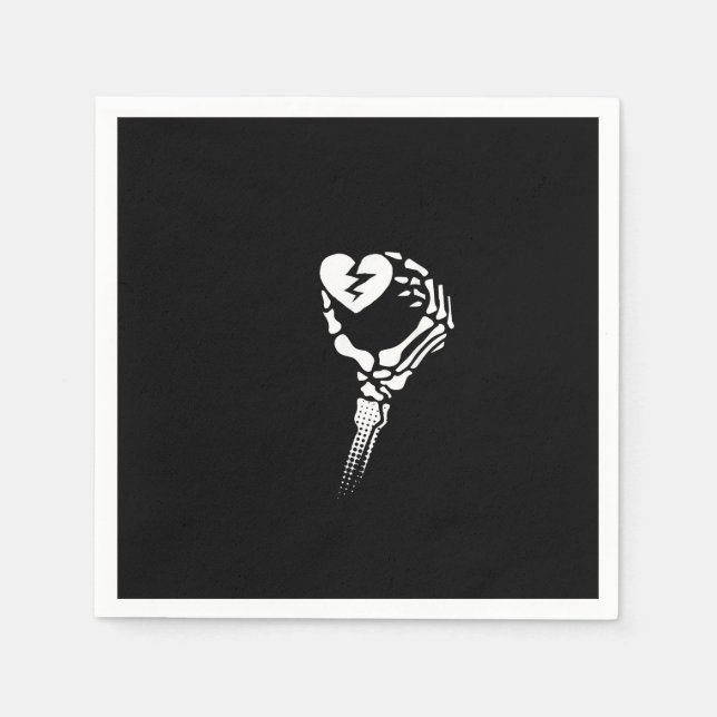 Skeleton Hand Holding Herz Serviette (Vorderseite)