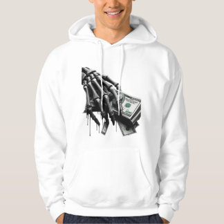 Skeleton Hand Holding Money - Bold Minimalistisch Hoodie