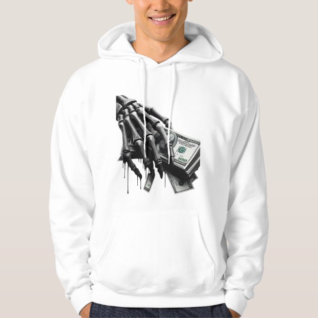 Skeleton Hand Holding Money - Bold Minimalistisch  Hoodie (Vorderseite)