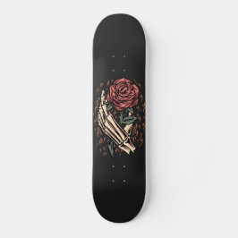 Skeleton Hand Holding Rose Blume Gothic Floral Skateboard