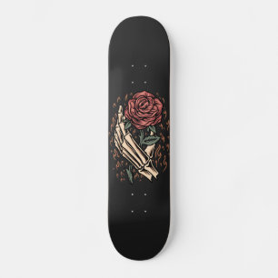 Skeleton Hand Holding Rose Blume Gothic Floral Skateboard