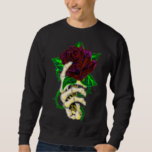 Skeleton Hand Holding Rose Tattoo Sweatshirt