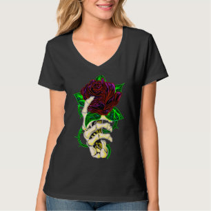 Skeleton Hand Holding Rose Tattoo T-Shirt