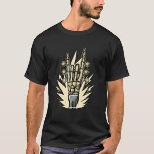 Skeleton Hand Metal Gitarrist Gitarre Rock and Rol T-Shirt