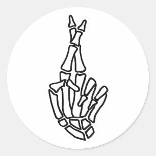 Skeleton Hand mit den gekreuzten Fingern Runder Aufkleber