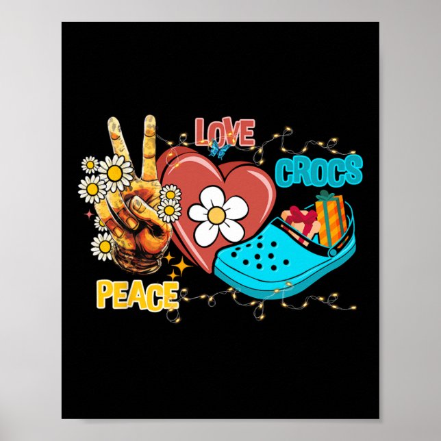 Skeleton Hand Peace Liebe Crocs Family Xmas Pajama Poster (Vorne)