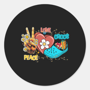 Skeleton Hand Peace Liebe Crocs Family Xmas Pajama Runder Aufkleber