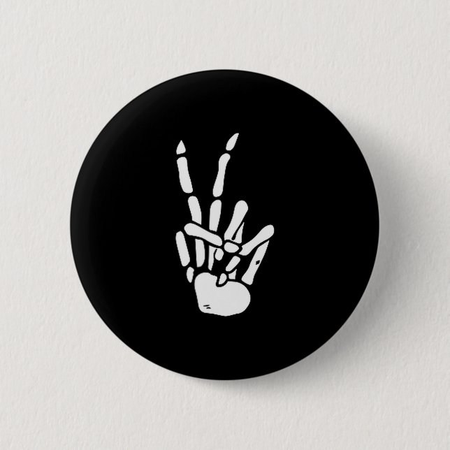 Skeleton Hand Peace Sign Bone  Button (Vorderseite)