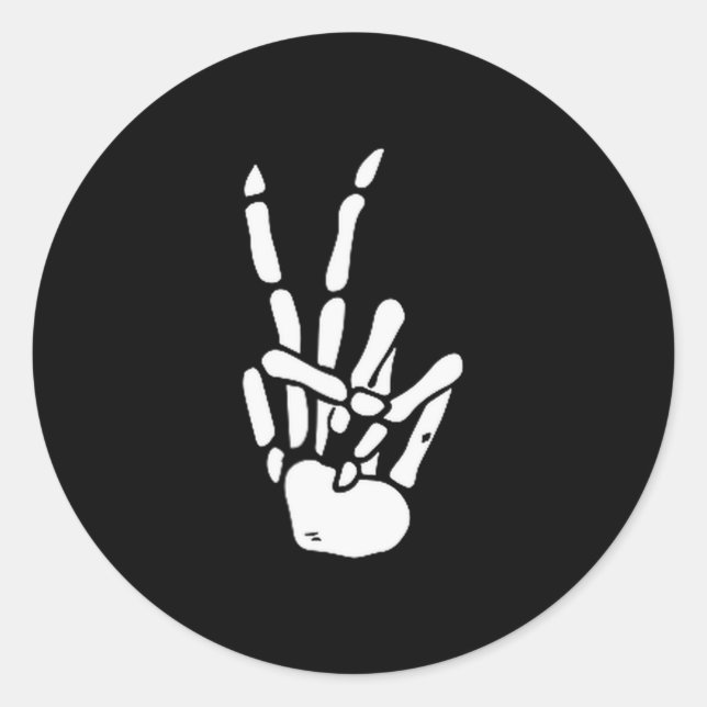 Skeleton Hand Peace Sign Bone  Runder Aufkleber (Vorderseite)