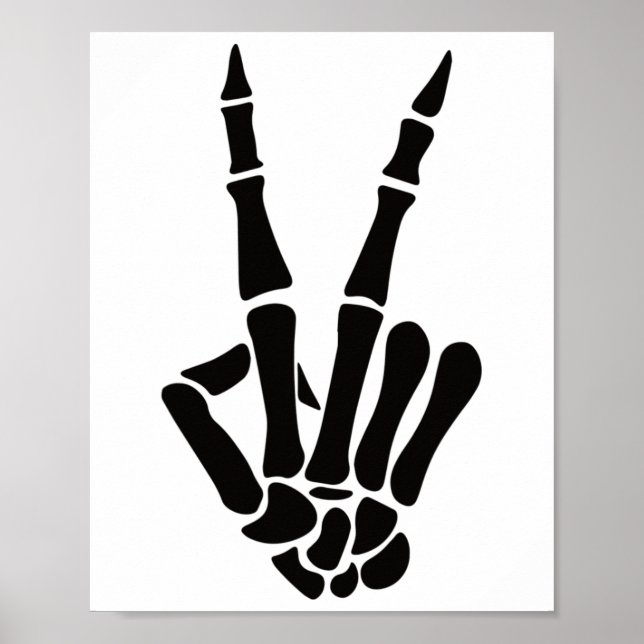 Skeleton Hand Peace Sign Bones Halloween Skelett Poster (Vorne)