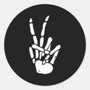 Skeleton Hand Peace Sign Bones Runder Aufkleber