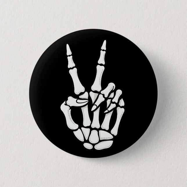 Skeleton Hand Peace Sign Cool Halloween Button (Vorderseite)