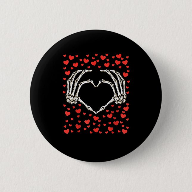 Skeleton Hand Red Heart Birthday Valentinstag Button (Vorderseite)