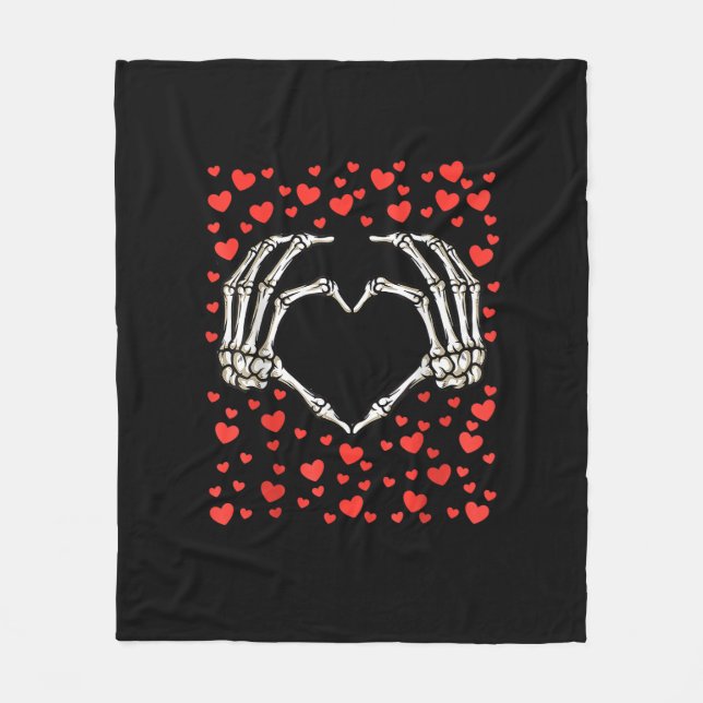 Skeleton Hand Red Heart Birthday Valentinstag Fleecedecke (Vorderseite)