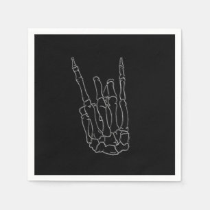 Skeleton Hand Rock Star Black Birthday Party Serviette