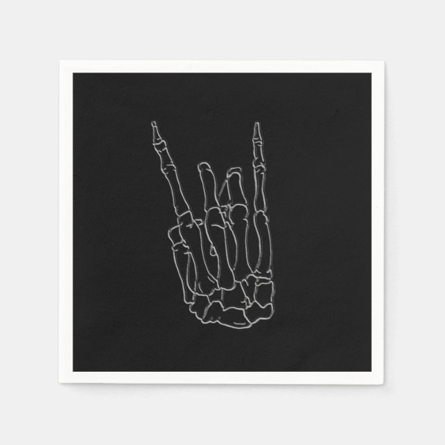 Skeleton Hand Rock Star Black Birthday Party Serviette (Vorderseite)