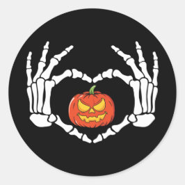 Skeleton Hände mit Pumpkettensticker Runder Aufkleber