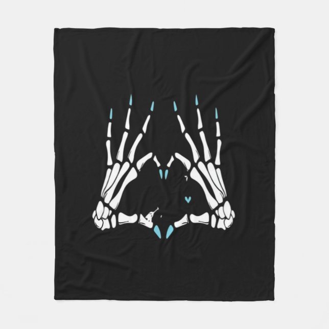 Skeleton Handklassisches Halloween Fleecedecke (Vorderseite)