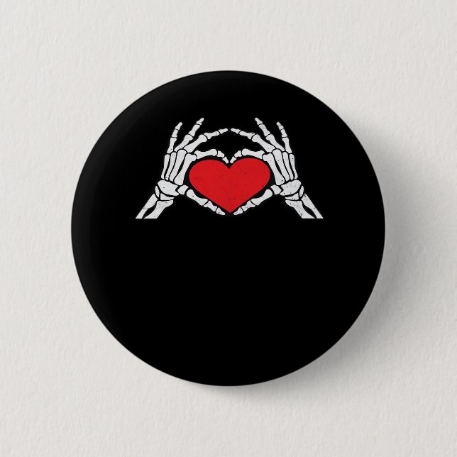 Skeleton Hands A Red Heart Classic Button (Vorderseite)