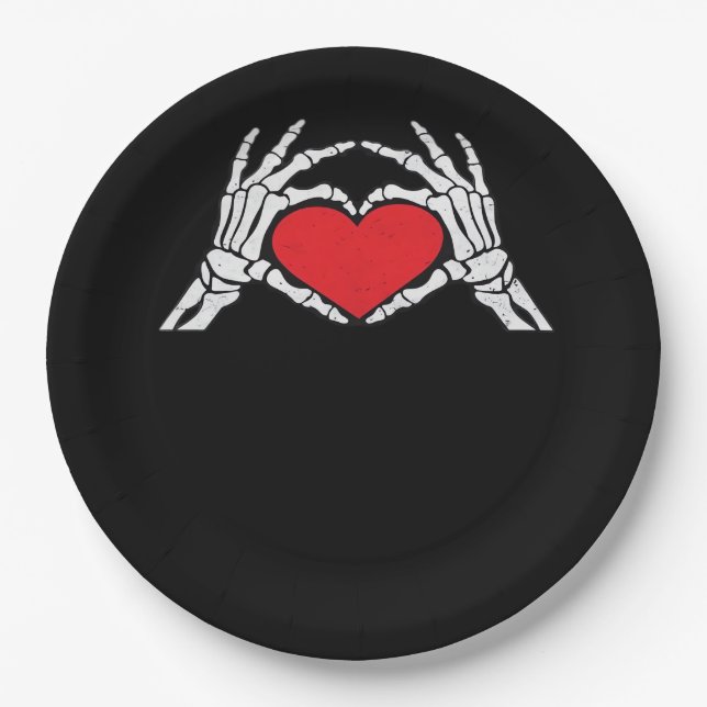Skeleton Hands A Red Heart Classic Pappteller (Vorderseite)